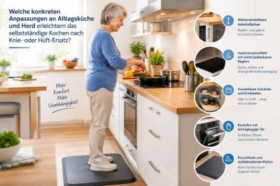 Welche konkreten anpassungen an alltagsküche und herd erleichtern das selbstständige kochen nach knie‑ oder hüft‑ersatz